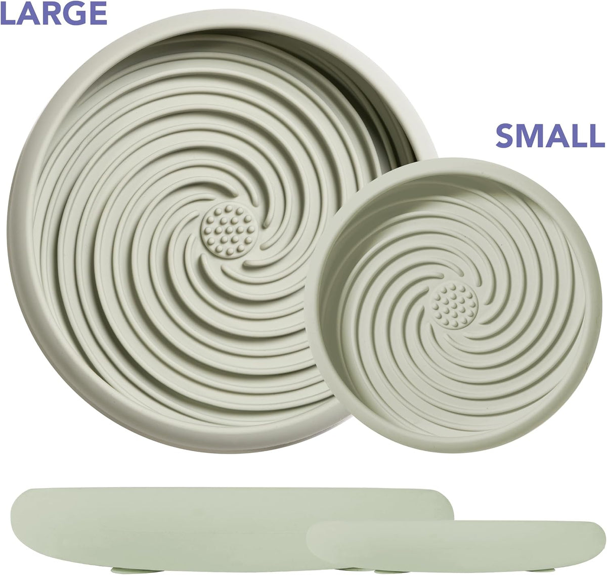 Lick Dish, Silicone Lick Mat + Slow Feeder for Cats & Small Dogs - Sage / Large - image 3