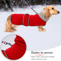 Dachshund Sweaters, Dachshund Coat Perfect Dog Winter Coat with Padded Fleece Lining - Large / Red - image 3