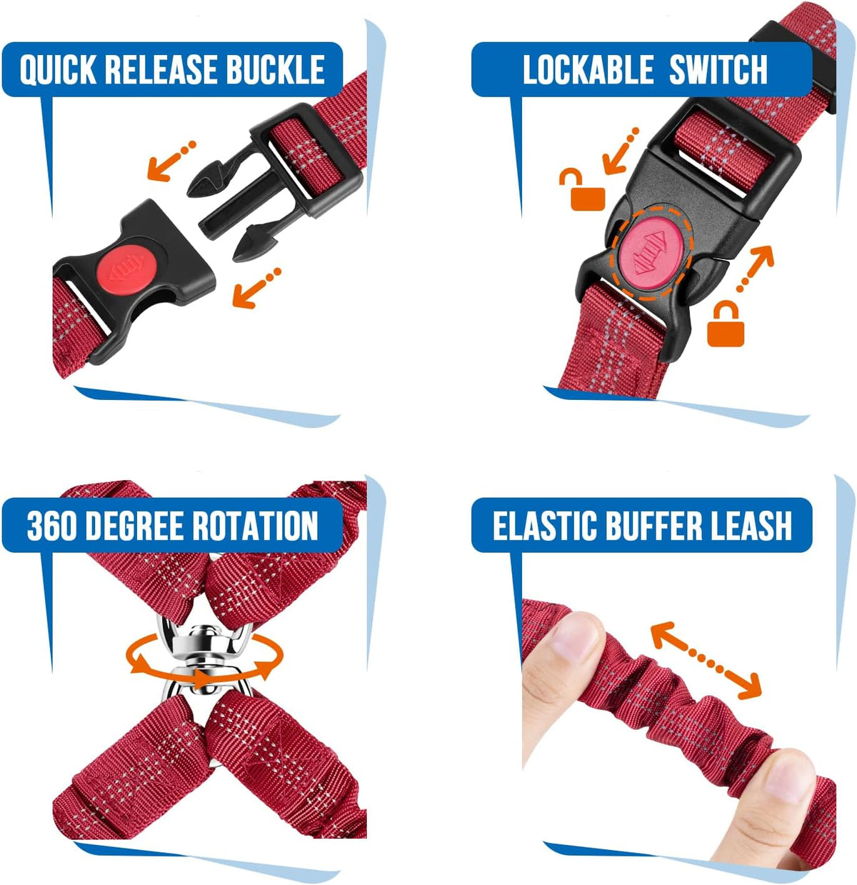 Lukovee Double Dog Car Seat Belt, No Tangle Headrest Restraint – Essentials for Dogs - Red / 1 Pack - image 2