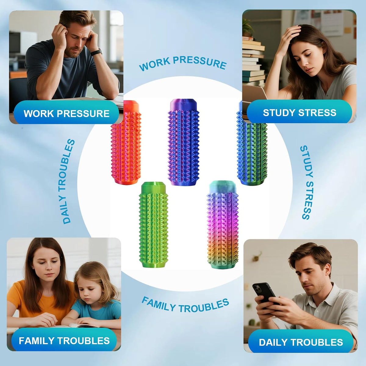 3PCS Little Ouchies Spiky Fidget Keychain for Adult – Fun for Kids & Family - 5PC-STYLE2 - image 3