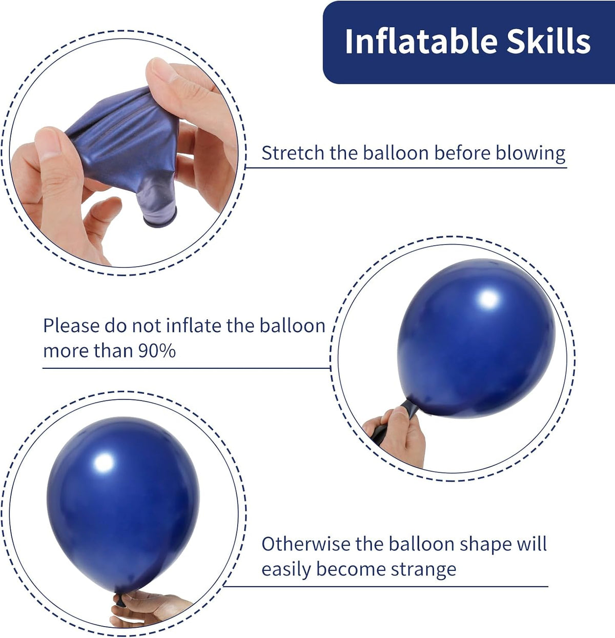 RUBFAC Gold Balloons Different Sizes Chrome Gold Balloon Arch Kit - Navy Blue - image 3