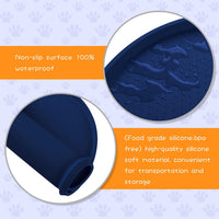 100% Waterproof 0.5" Raised Edge BPA Free Silicone Dog Food Mat - 24x16x0.5 Inch / Navy - image 3