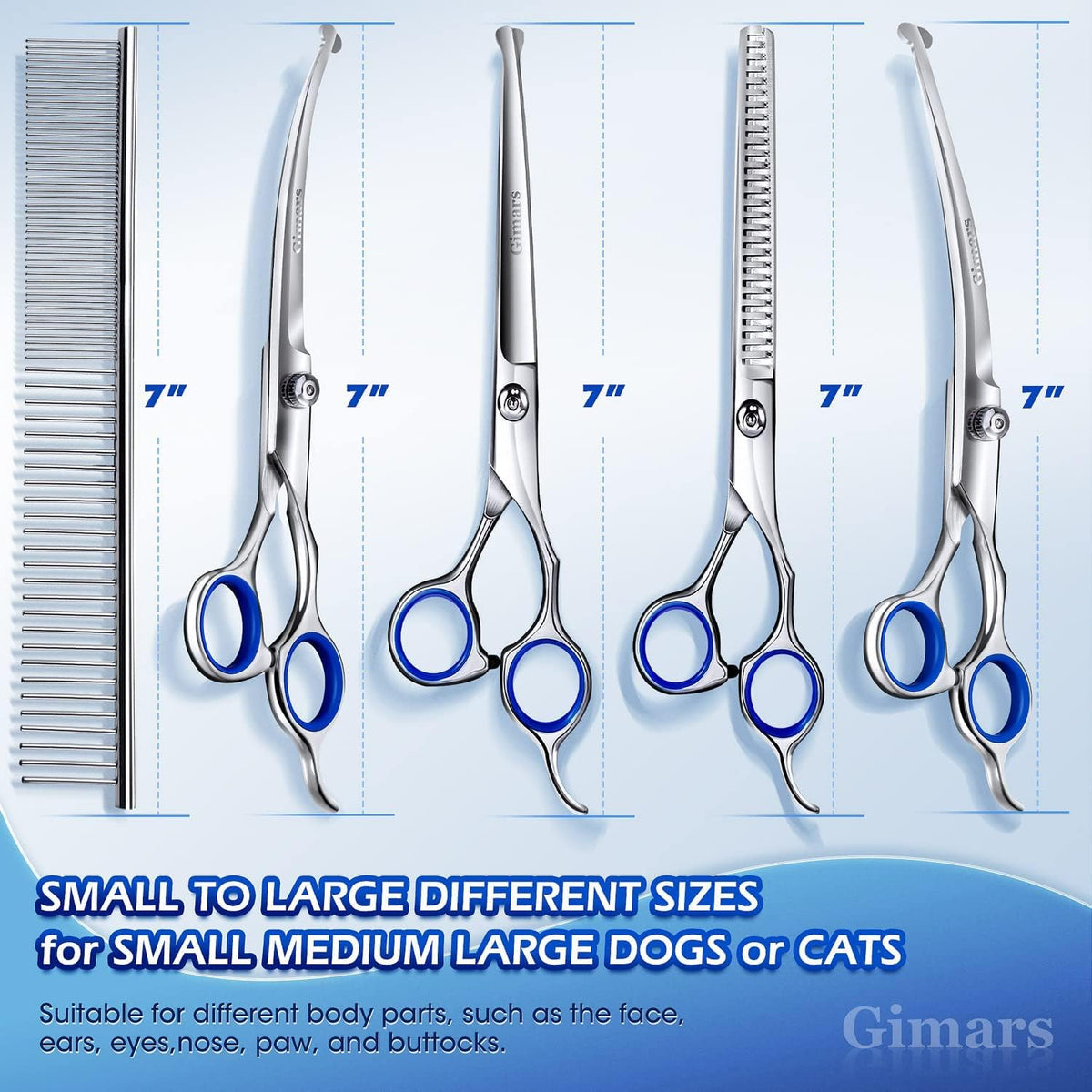 Gimars Titanium Coated Professional 6 in 1 4CR Stainless Steel Dog - 7inch Silver Round Tip 6 in 1 Professional - image 2