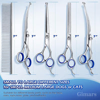 Gimars 7.0in Professional 4CR Stainless Steel Safety Round Tip 6 in 1 Dog Grooming Scissors Heavy Duty Titanium Coated Pet Grooming Scissor for Dogs, Cats and Other Animals