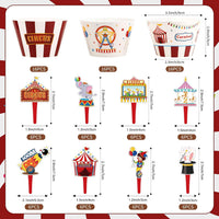Hooqict carnival circus cupcake toppers and wrappers set, 48 pieces - view 29