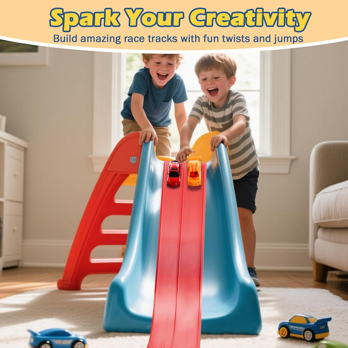 Flex Tracks 15 Ft Starter Set Flexible Race Track for Kids 3+ - Red - image 3