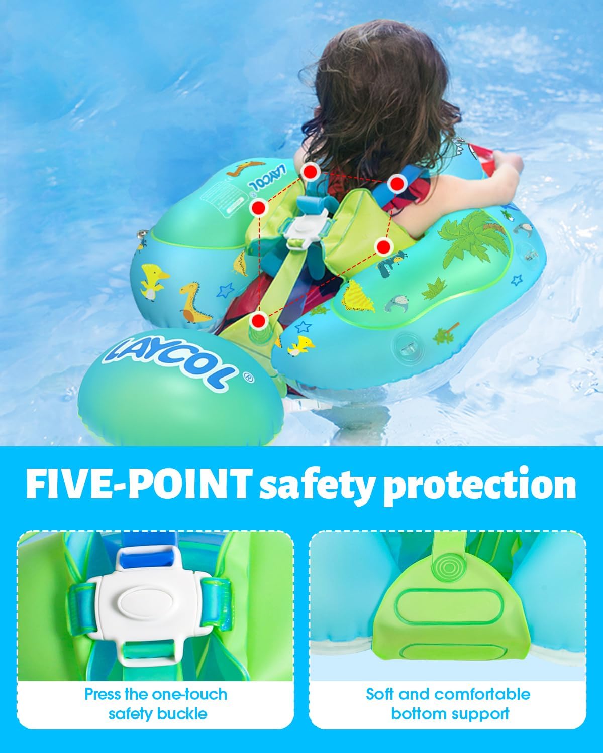 Baby Pool Float with Canopy UPF50+ - Small / dinosaur - image 4