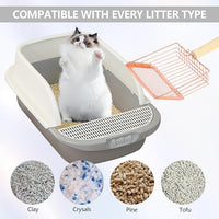 Litter Scooper, Metal Litter Scoop, Pooper Scooper with Wooden Handle, Cat Litter Scoop, Metal Scooper & Speed Sifter Deep Shovel Scoop Filter,Kitten Pooper Lifter for Litter Box