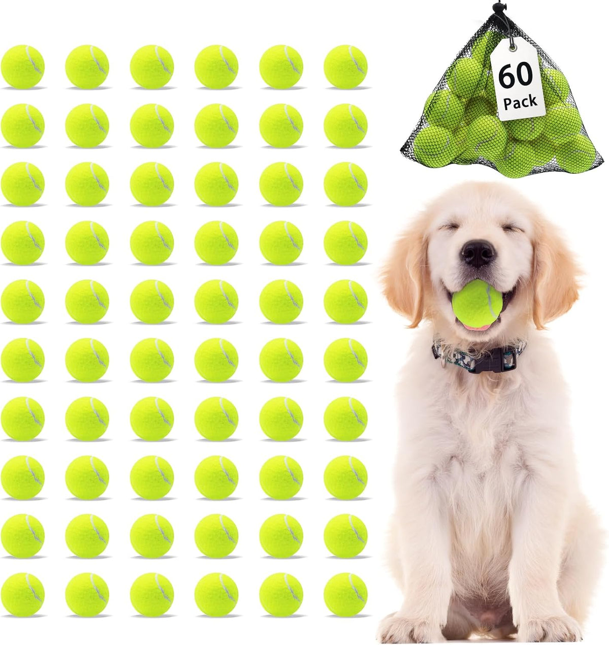 Magicorange Small Tennis Balls - Yellow / 60 Pack