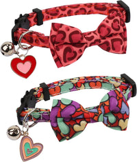 Fall Cat Collar with Bowtie - 7.5"- 10.5" / Valentine - image 2