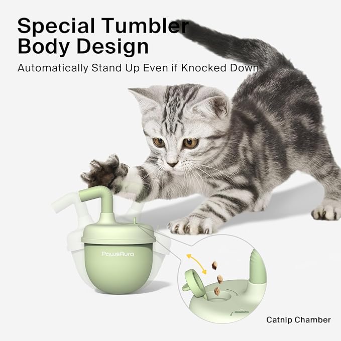 Cat Laser Toys, Automatic Cat Laser Toy Tumbler Design, Rechargeable Cat Laser Pointer 360°Irregular Rotation, 3 Modes Interactive Cat Toy for Indoor Cats of All Ages and Sizes (Green)