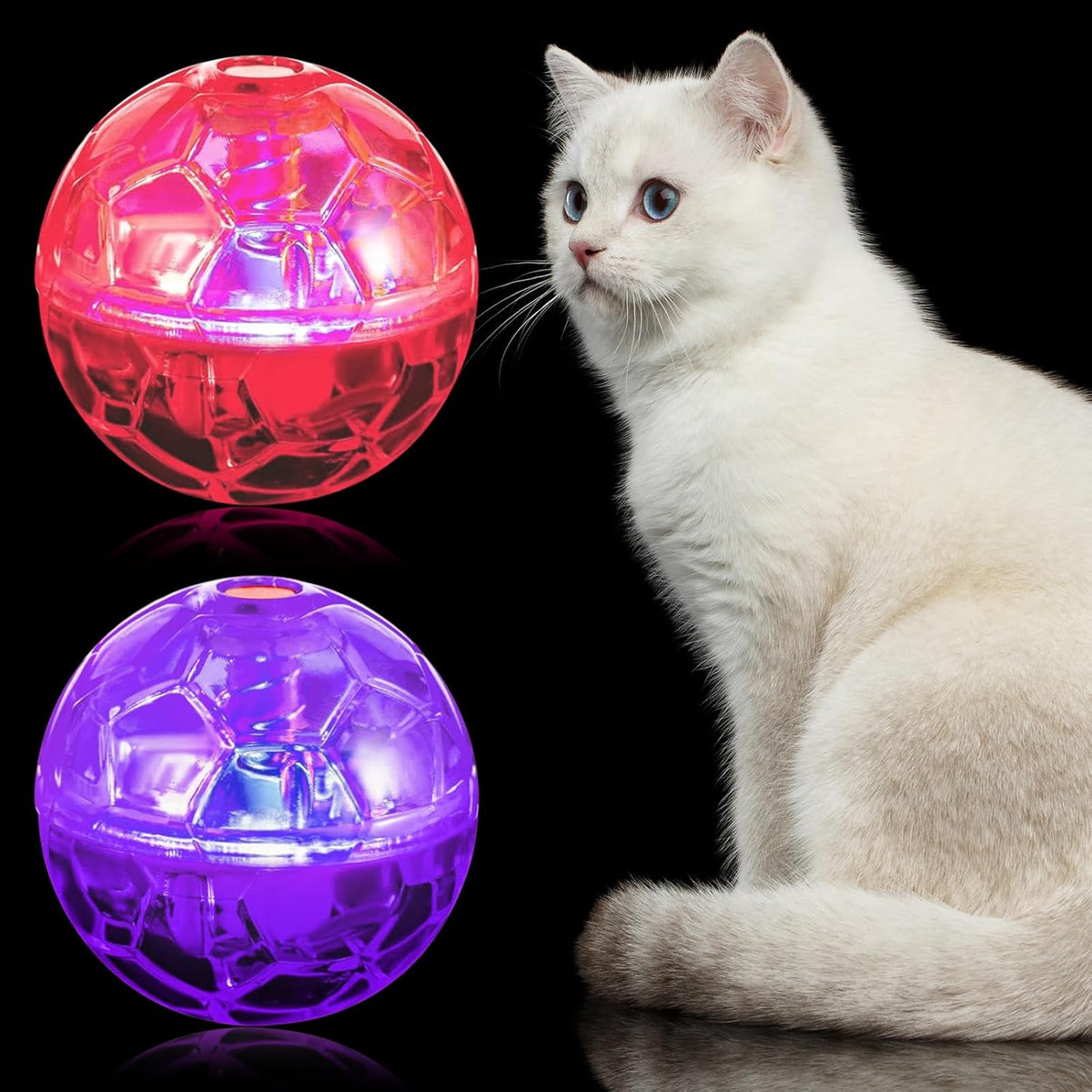 6 Pcs Cat Ball Ghost Hunting Light up Toy - Pink, Purple / 2