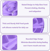 MateeyLife Slow Feeder Cat Bowl, Non-Slip Silicone Cat Dish - Purple + Cyan - image 3