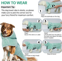 Dog Bathrobe, Fast Drying Coat - Small / Green - image 3
