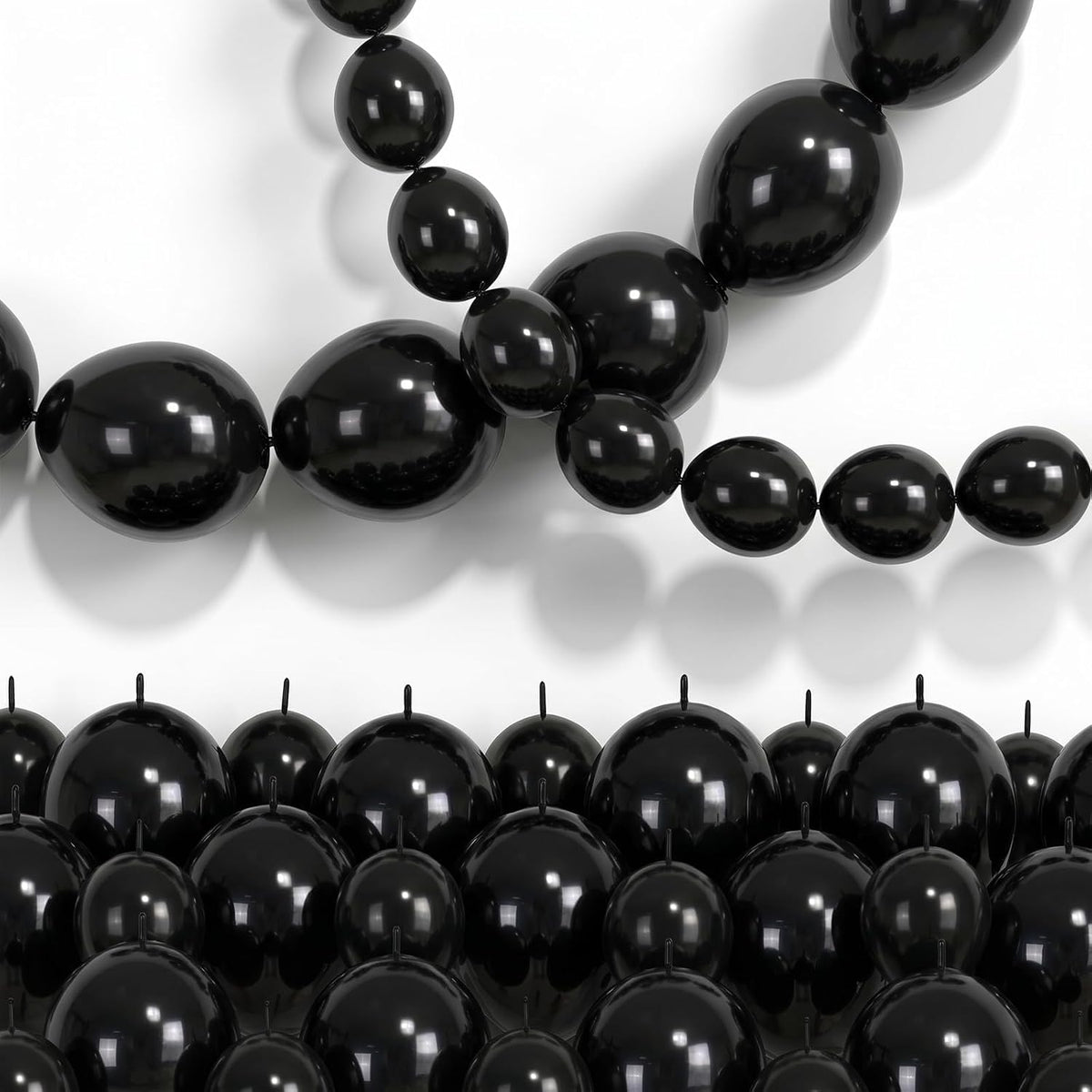 Pearl White Linking Balloons for Wedding Bride Shower Mermaid Party - Black / 6+10 inch
