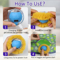 Giociv Interactive Cat Toys Ball Fast Rolling in Pouch - Green polka dot - image 4