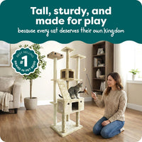 FurHaven 69.3" Tall Cat Scratching Post Tower for Indoor Cats - Cat Tower / Double Decker Playground (Cream) - image 2