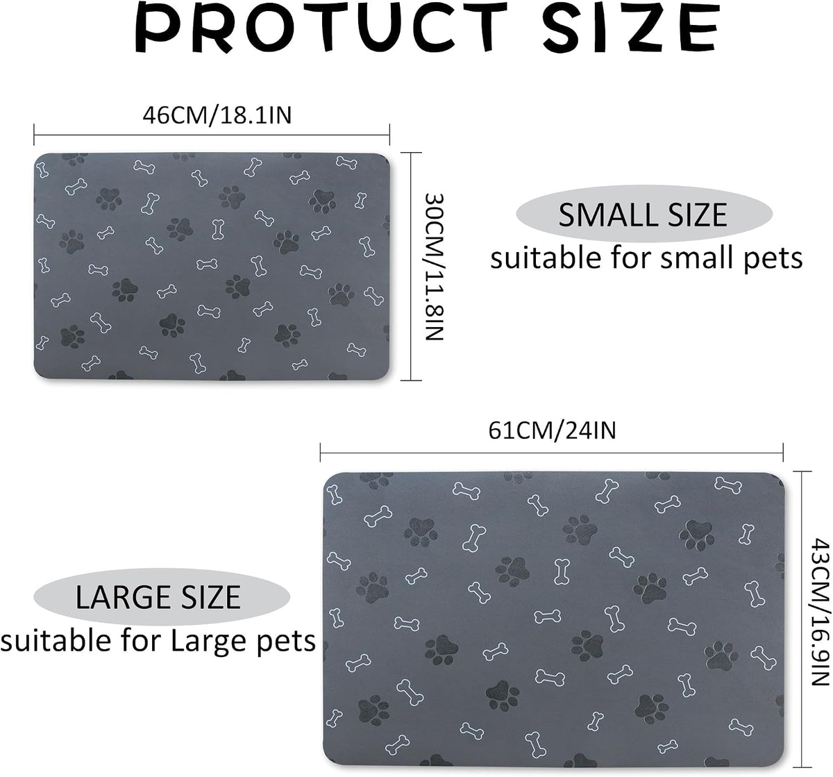 Pet Cat Dog Food Mat Non Slip Mat for Dog Water Bowl Mat Quick Dry - Green / 32*17 in - image 3