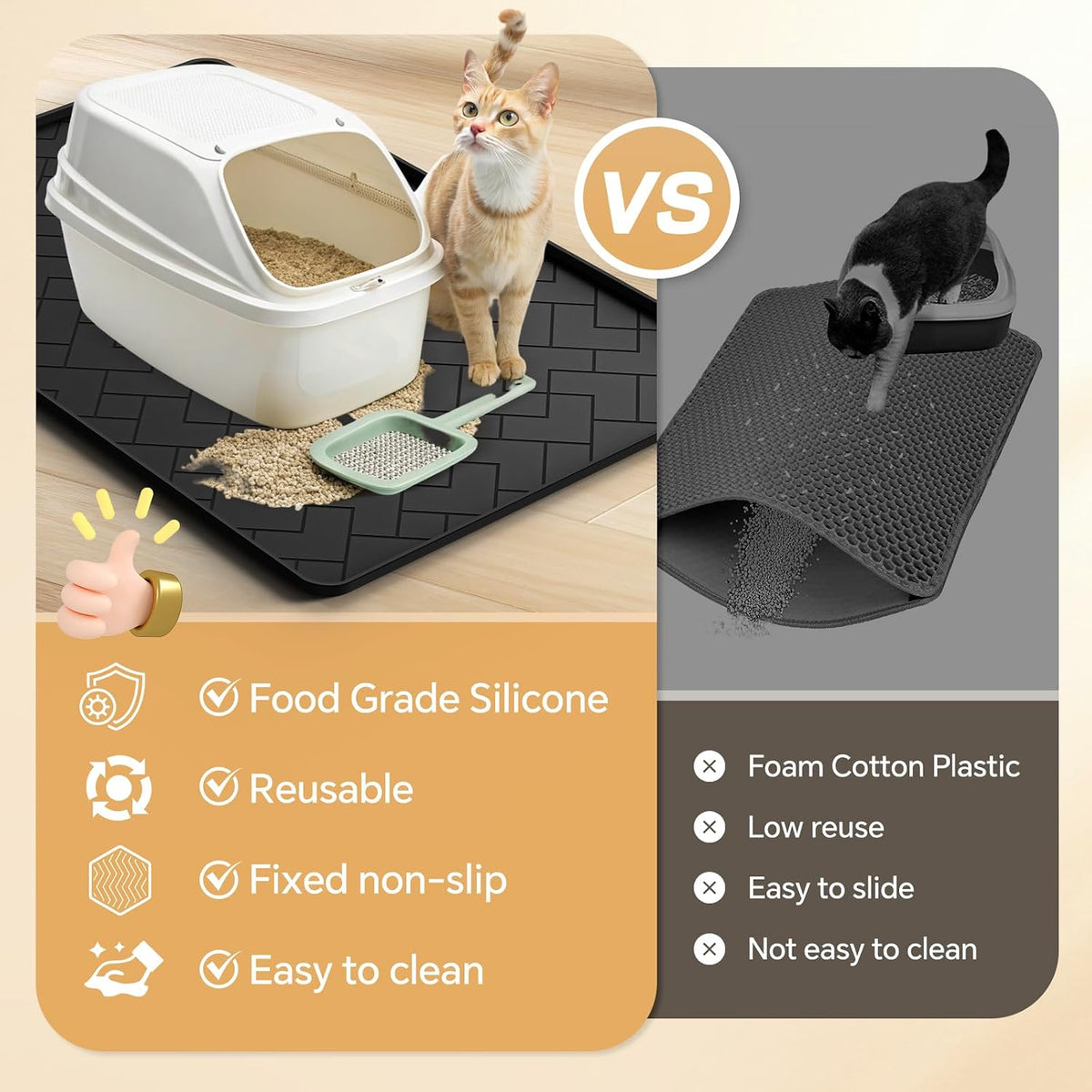 Silicone Cat Litter Mat for litter box Large 34" X 22"-Easy to Clean - Black / 34" X 22" - image 3