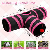 Guinea Pig Tunnel Hideout 3-Way Collapsible Small Pet Tubes - Red Black - image 2