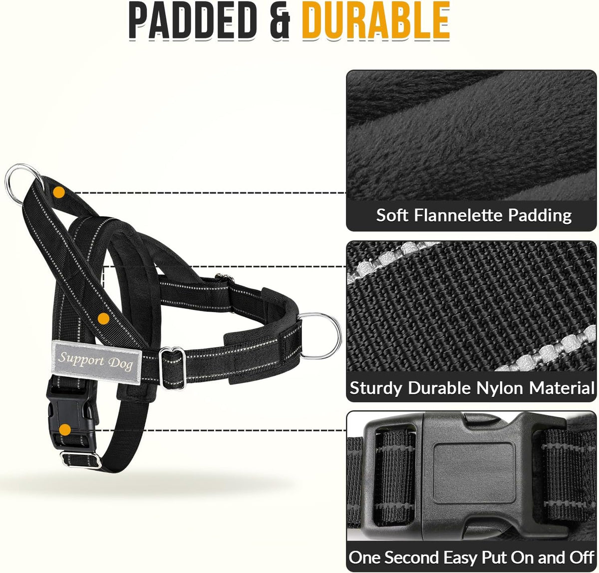 SlowTon No Pull Dog Harness and Leash Set, Heavy Duty - Black / Small - image 3