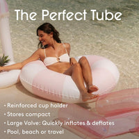 FUNBOY Giant 46" Vintage Pink Stripe Pool Tube Float with Cup Holder – Fun for Kids & Family - Pink - image 3