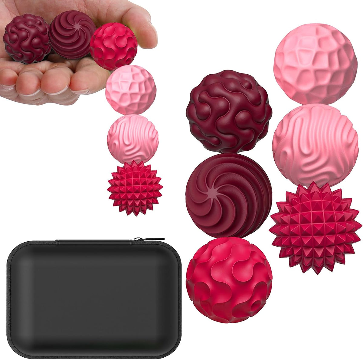 BUSOHA Silicone Magnetic Fidget Balls - Dark Red+red+pink / 1.2 Inch
