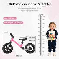 Toddler Balance Bike for 3-5 Year Old 12” No Pedal Training Bike Toys - Bk271-pink - image 2