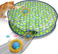 Giociv Interactive Cat Toys Ball Fast Rolling in Pouch - Green polka dot