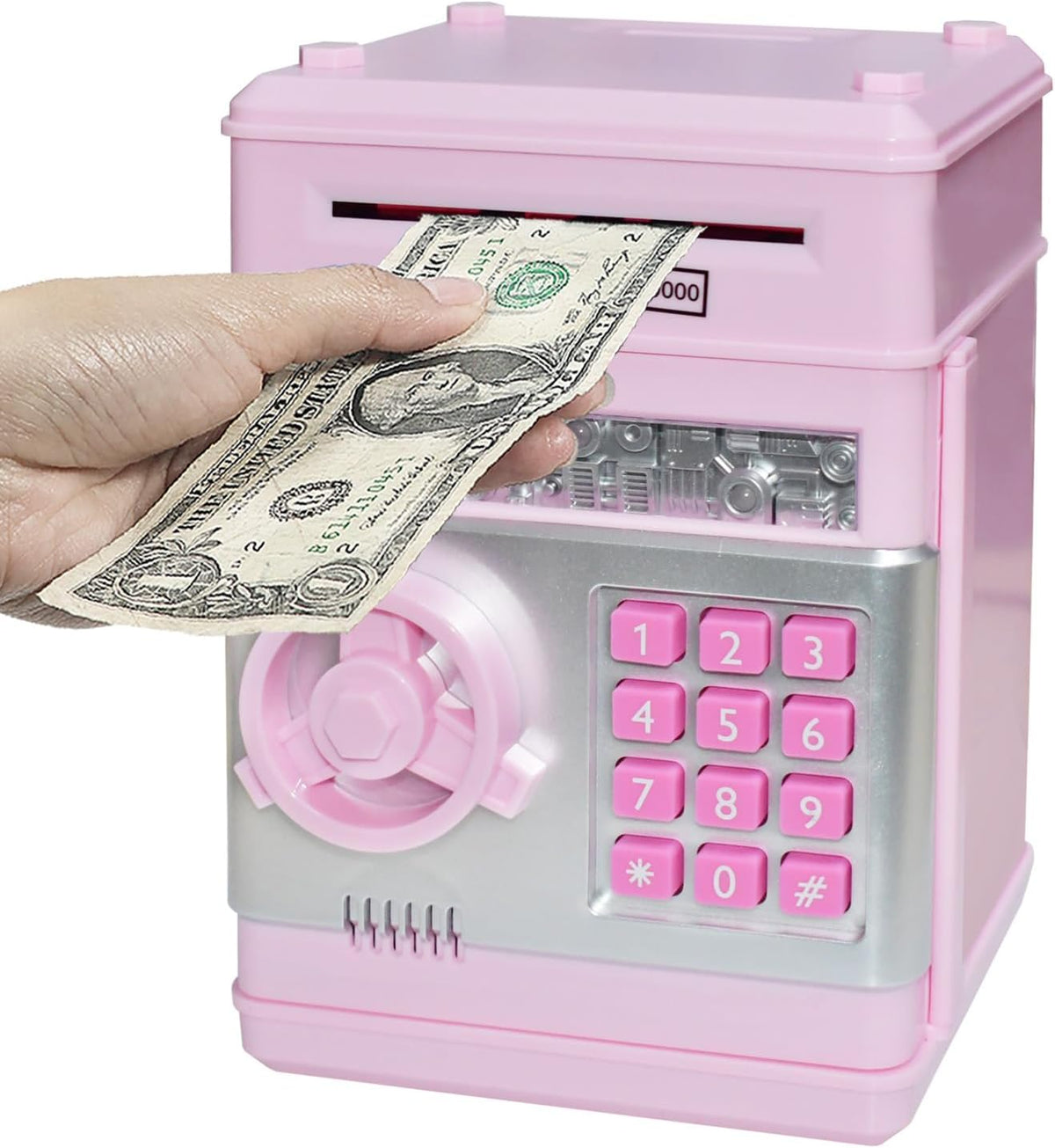 HUSAN rose gold electronic ATM piggy bank for kids with password keypad