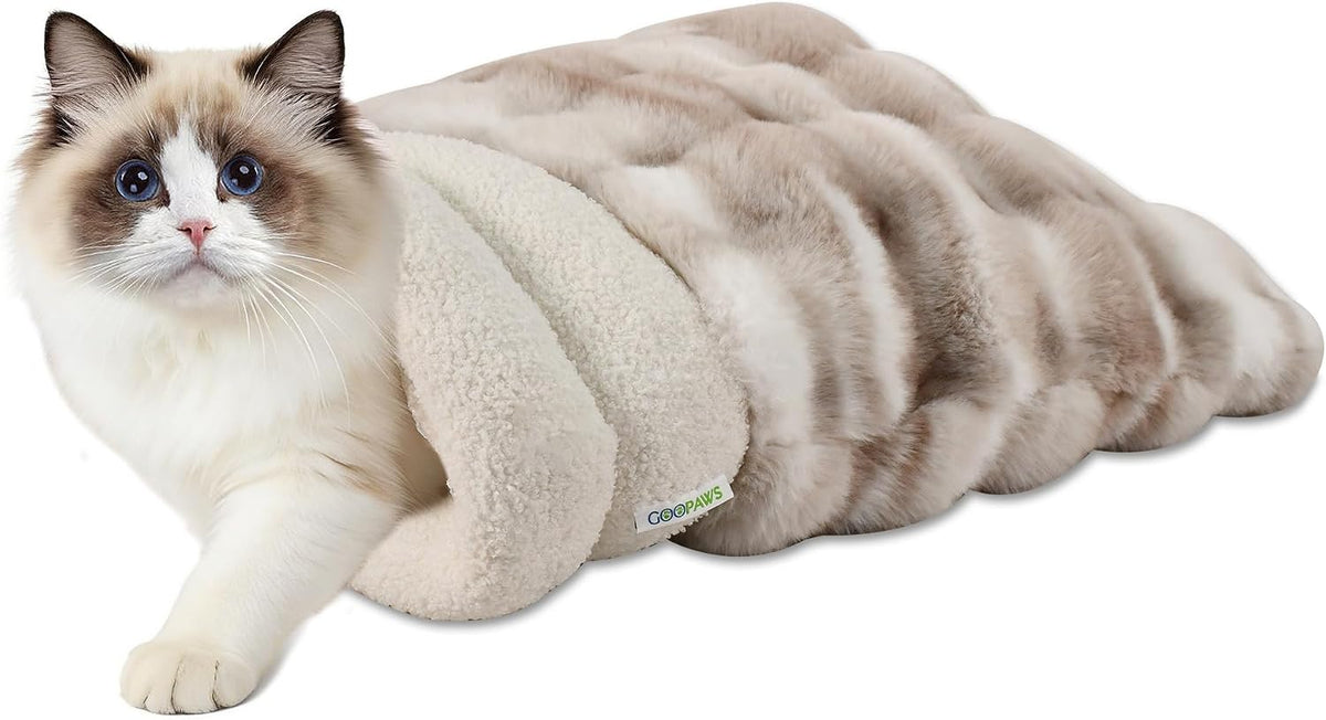 4 in 1 Self Warming Burrow Cat Bed Hideway Sleeping Cuddle Cave – Essentials for Cats - Style- Tie-Dye Grey