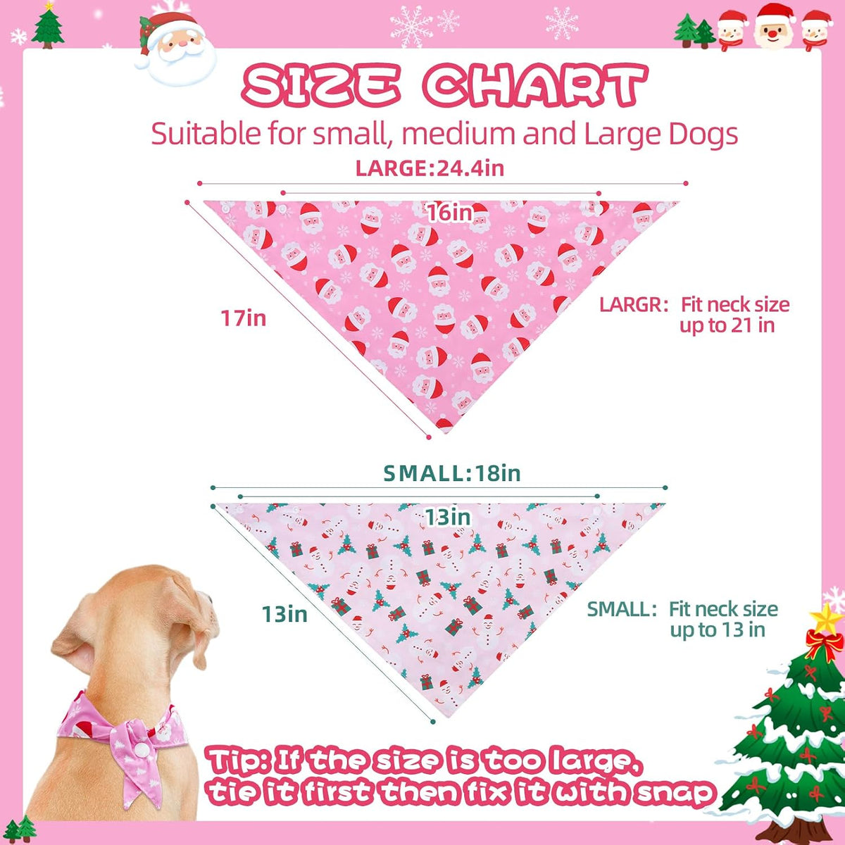 PAWCHIE Dog Bandanas Small Reversible Styles Pet Triangle Scarf Bibs - Christmas Style / Small - image 2
