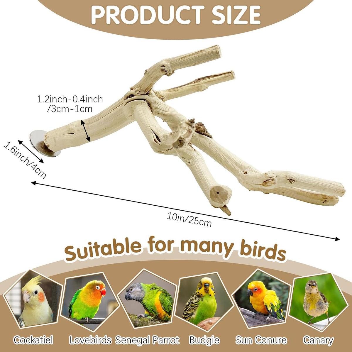 Natural Parrot Perch Bird Stand Pole Wild Grape Stick Paw Grinding - Wood-Finish Grape Stick 1PCS - image 2