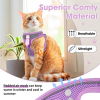 Cat Harness and Leash Set for Walking Escape Proof Vest for Kitten – Essentials for Cats - Purple / Small - image 3