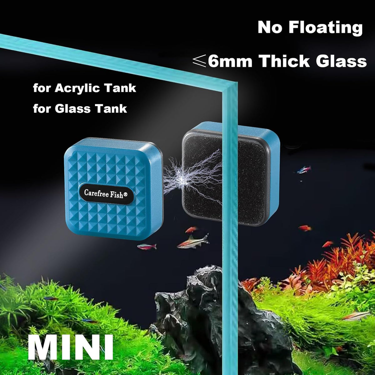 Aquarium Small Magnetic Cleaner for Glass Fish Tank Algae Scraper - Mini / Blue - image 2