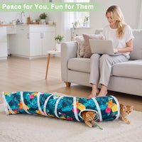 Glittme Cat Tunnel, Cat Tunnels for Indoor Cats - Dark Teal Tropical - image 2
