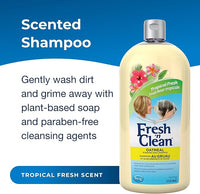 PetAg Fresh ’n Clean Oatmeal ’n Baking Soda Shampoo - Tropical Fresh Scent - 32 oz - Nurtures Dry, Itchy & Sensitive Skin with Vitamin E & Aloe - Strengthens & Repairs Coats - Soap Free