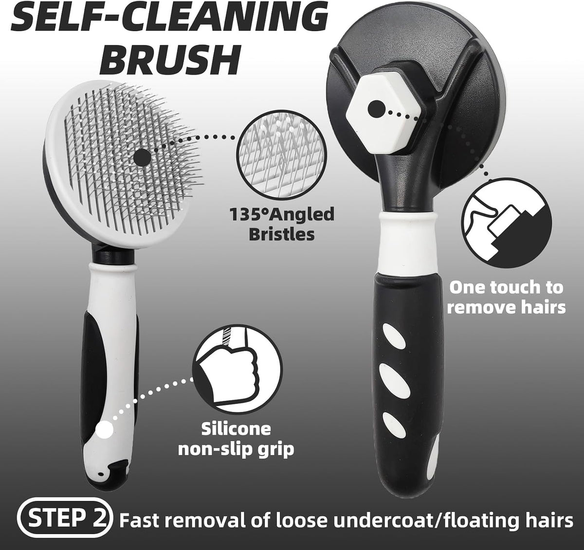 Pet Grooming Kit, Slicker Brush - A-Black - image 3