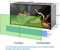 REPTIZOO Large 120 Gallon Reptile Terrarium, Reptile Tank 48" x 24" x 24" Black-Tinted Eco-Terrarium
