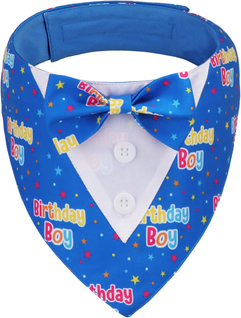 Dog Tuxedo Bandana, Wedding Birthday Dog Bow Tie - X-Large / Birthday Boy