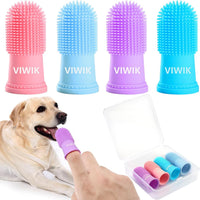 VIWIK 4-pack silicone dog finger toothbrush kit in four colors