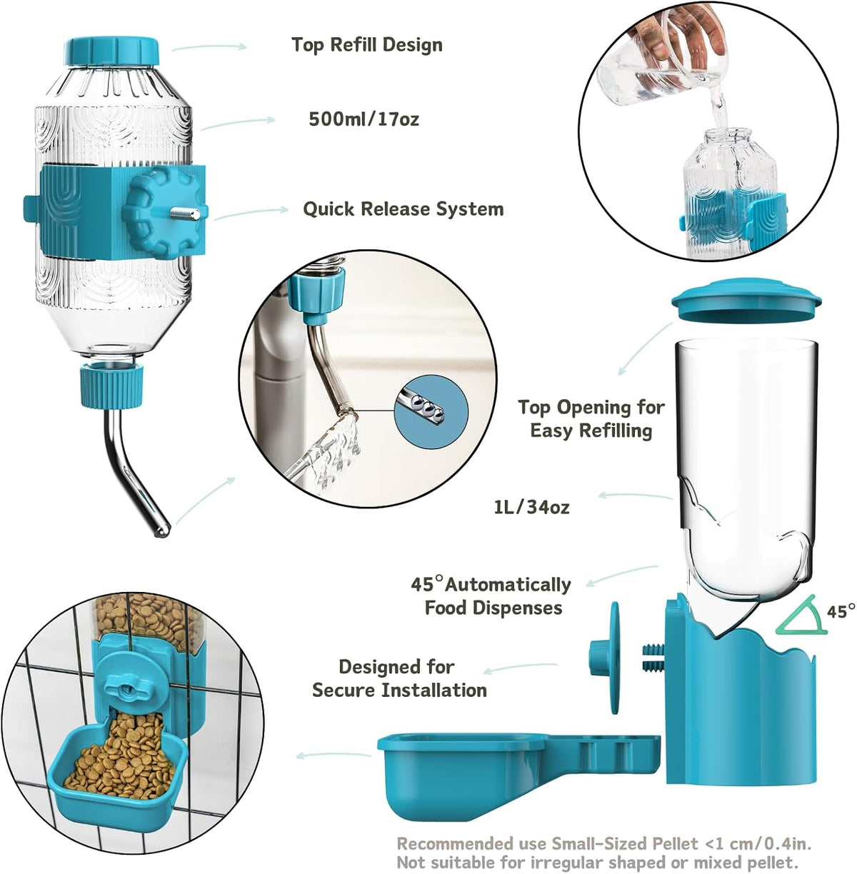 Automatic Pet Food Water Dispenser - Blue - image 2
