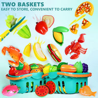 100 Pcs Play Food Set for Kids Kitchen - Blue - image 3