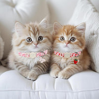 2 Pack Cute Cat Collars - Cartoon Bee Ladybug Breakaway Cat Collar with Bell & Matching Pendant - Pink Strawberry&Bow - image 2