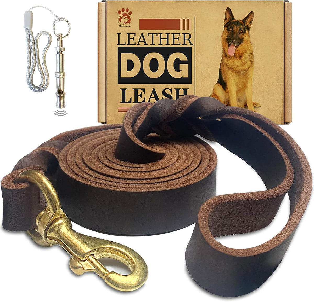 Leather Dog Leash 6ft x 3/4 inch - 6FT*1in / Brown