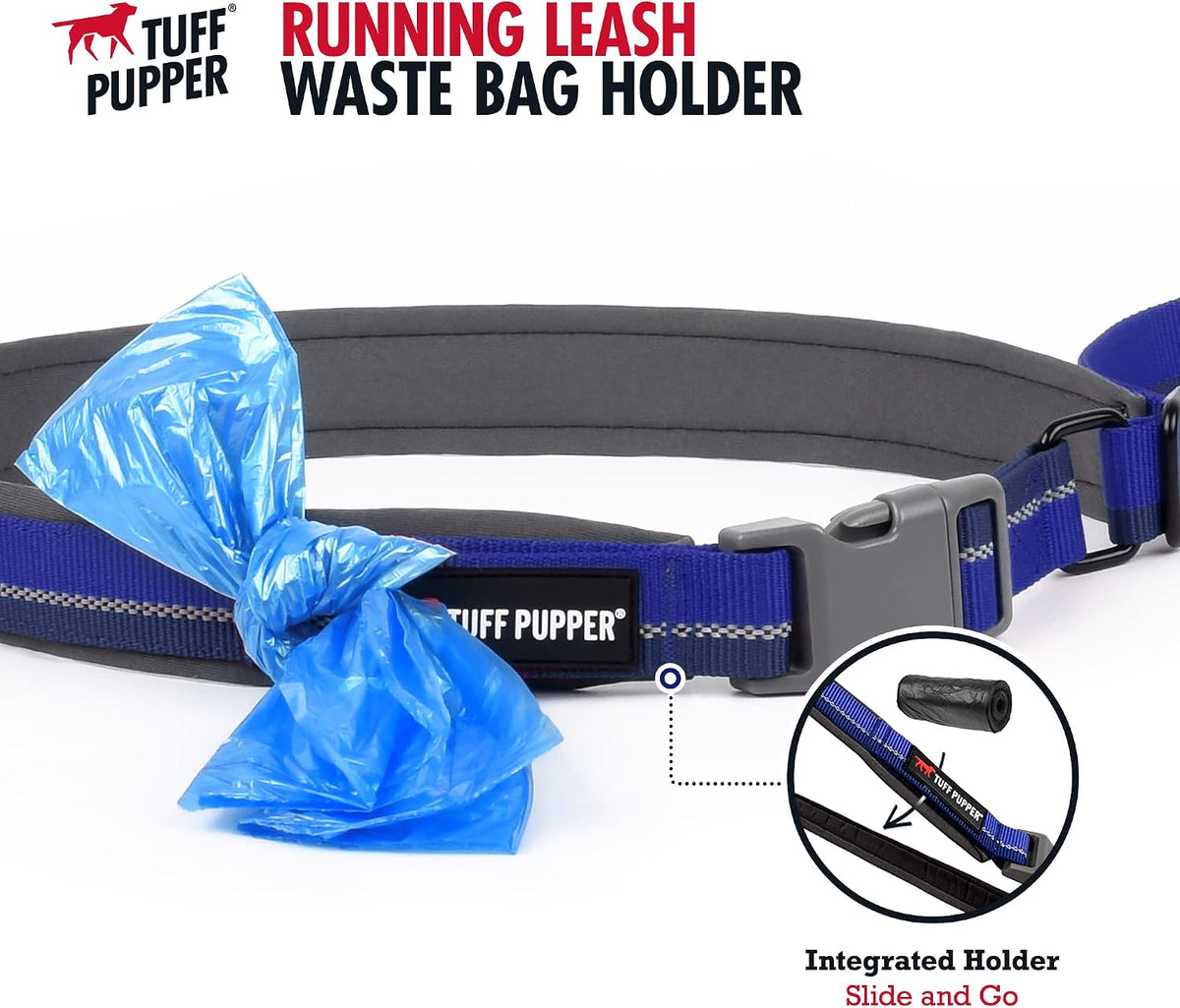 Tuff Pupper Hands Free Adjustable Length Dog Leash - Blazing Blue / Adjustable - image 4