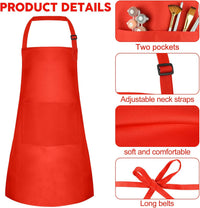 5 Pack Kids Apron Adjustable Children Apron with 2 Pockets Children - Red / 15 - image 3