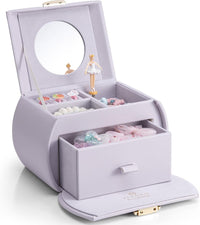 VLANDO 2 Layer Girls Musical Jewelry Box with Ballerina and Large - D.Light Purple