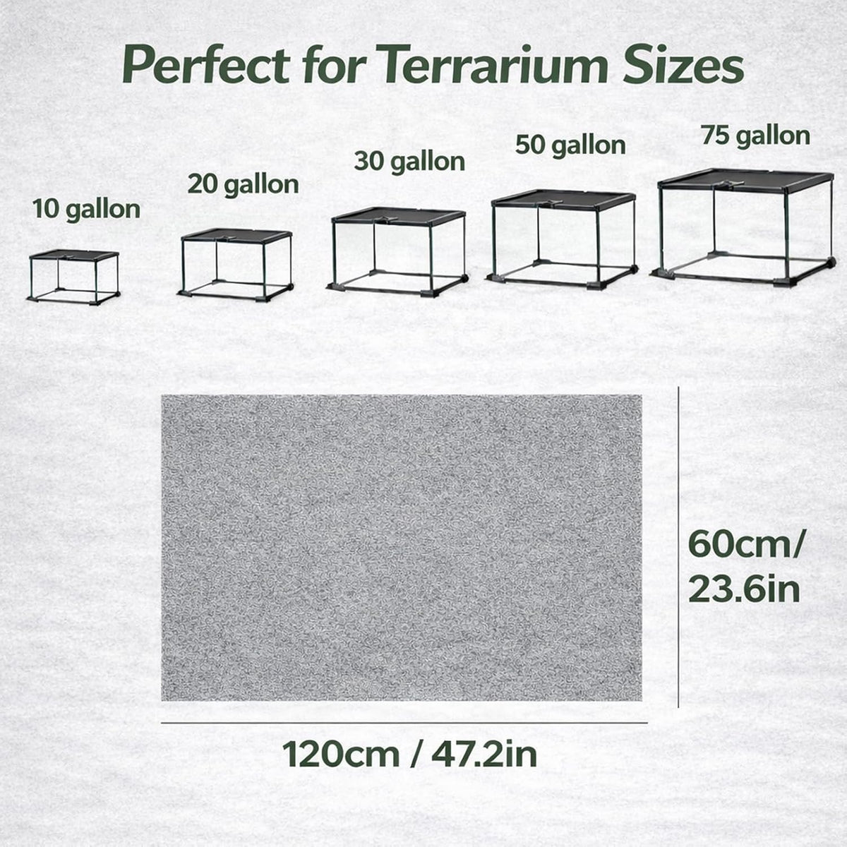 47" x 24" Large Reptile Carpet Terrarium Liner Bedding Reptile - Grey - image 3