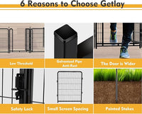 Dog Playpen 32 inch(H) 4 Panels Dog Fence Outdoor for Yard. Metal Dog Pen Heavy Duty Pet Puppy Exercise Pen for Rv Camping Garden Yard, Wide Door Low Threshold Dog Fence Total 8.9 Ft(L)